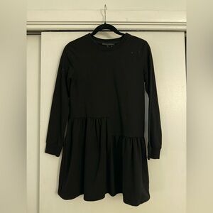 English Factory Black Long-Sleeve Tiered Kids Dress